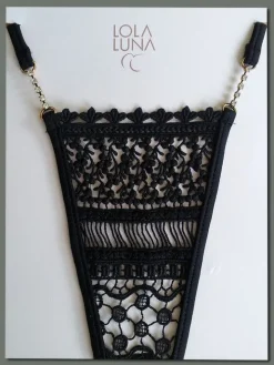 LAST PIECE Lola Luna String AGHATA BLACK Größe XL schwarz-gold