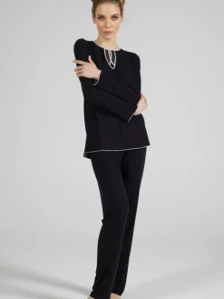 LAST PIECE Modal Schlafanzug WKND No. 1 schwarz-puder von Verdiani Größe 44