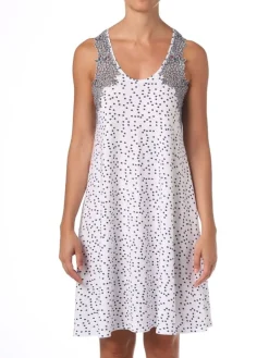 LAST PIECE Nachthemd CECILIA weiß-dunkelblau mit Modal Größe 44 von Imec