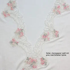 LAST PIECE Nachthemd Wirkseide Seidenmix PAMINA weiß rosa Größe 46 Nightdreams