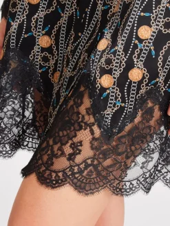 LAST PIECE Seide Kimono TOI MON AMOUR mit Print von Aubade schwarz Größe L