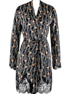 LAST PIECE Seide Kimono TOI MON AMOUR mit Print von Aubade schwarz Größe L