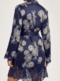 LAST PIECE Seide Kimono TOI MON AMOUR mit Print von Aubade schwarz Größe L