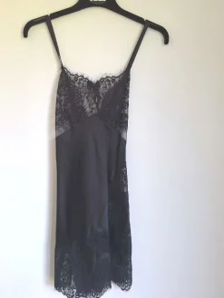 LAST PIECE Seide Negligé kurz SERENATA von Gattina nur noch komplett schwarz Größe 36