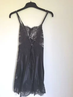 LAST PIECE Seide Negligé kurz SERENATA von Gattina nur noch komplett schwarz Größe 36