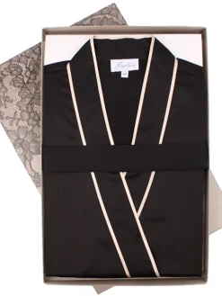 LAST PIECE Seidenpyjama FIDJI schwarz-gold von Marjolaine Größe DE38