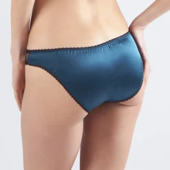 LAST PIECE Slip RUBINETTE petrol-schwarz Mimi Holliday XS mit Seide