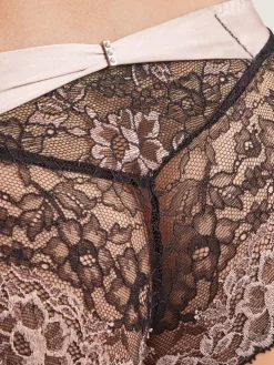 LAST SIZE Culotte St. Tropez FEMME GLAMOUR altrosa-schwarz von Aubade mit Seide Größe 38