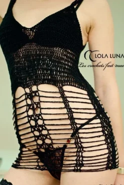 LAST SIZE Lola Luna Häkelkleid ARIANE DRESS schwarz Größe S