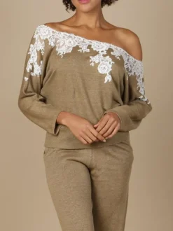 Leinen Pullover GLORIA No. 2 mit Spitze von Marjolaine