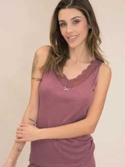 Lyocell Camisole Shirt Emma S/L mit Spitze von Madiva