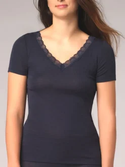 Merino Seide T-SHIRT 2703 mit Spitze comazo|earth