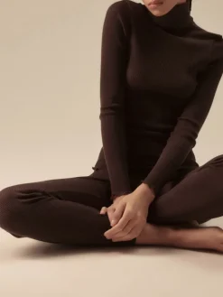 Merino Wolle-Seide Leggings Rippjersey von Oscalito