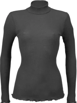 Merino-Seide ROLLKRAGEN SHIRT gerippt uni Artimaglia