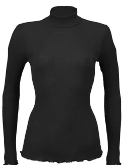 Merino-Seide ROLLKRAGEN SHIRT gerippt uni Artimaglia