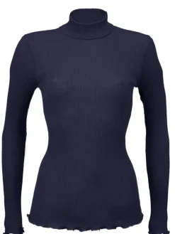 Merino-Seide ROLLKRAGEN SHIRT gerippt uni Artimaglia