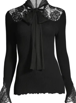 Merinowolle-Seide KRAGEN-SHIRT gerippt schwarz von Oscalito