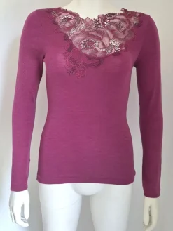 Merinowolle-Seide LANGARM SHIRT mit Spitze von Artimaglia