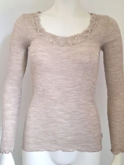 Merinowolle-Seide LANGARM SHIRT mit Spitze von Artimaglia