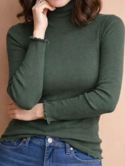 Merinowolle-Seide ROLLKRAGEN SHIRT gerippt von Artimaglia