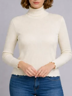 Merinowolle-Seide ROLLKRAGEN SHIRT gerippt von Artimaglia