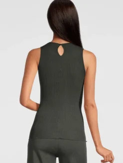 Merinowolle-Seide Trägertop mit Glitzer gerippt von Oscalito