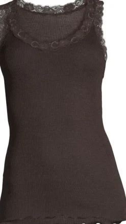 Merinowolle-Seide Unterhemd gerippt mit Calais Spitze Basic von Oscalito