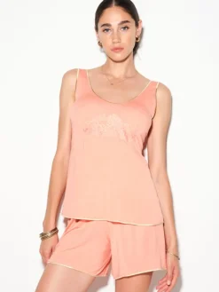 Modal Kurz-Pyjama FELIS in lachsrosa von Chiara Fiorini