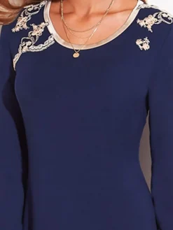 Modal Langarm Nachthemd BLU No. 3 dunkelblau von Chiara Fiorini