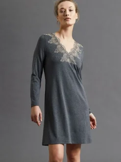Modal Langarm Nachtkleid ANTHRAZIT grau von Fürstenberg