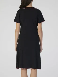 Modal Nachtkleid knielang schwarz-pink von Verdiani