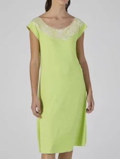 Modal Nachtkleid mit Spitze knielang KIWI grün von Verdiani