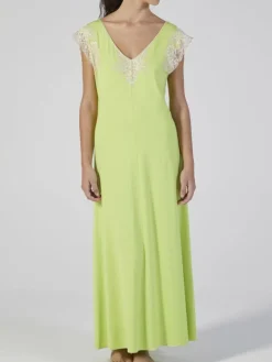Modal Neglige mit Spitze lang KIWI grün von Verdiani