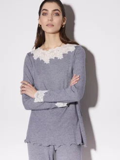 Modal Pyjama FEINRIPP in jeansblau von Chiara Fiorini