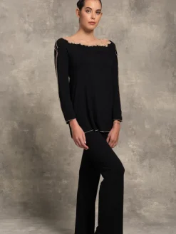 Modal Pyjama GINOSA in schwarz mit Spitze von Paladini