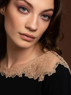 Modal Pyjama GINOSA in schwarz mit Spitze von Paladini