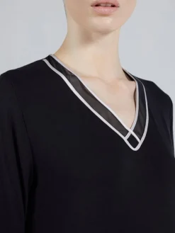 Modal Sleepshirt WKND No. 4 knielang schwarz-puder von Verdiani