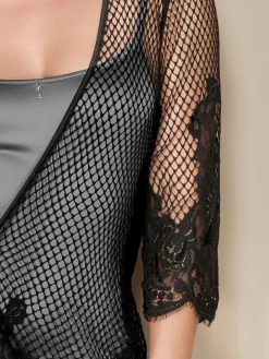 Morgenmantel VALENTINA mit Spitze von Escora