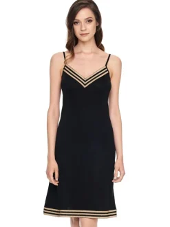 Nighty mit Seide TESSA schwarz-gold von Gattina
