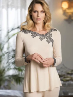 Pyjama INES in creme-grau aus Modal von Imec