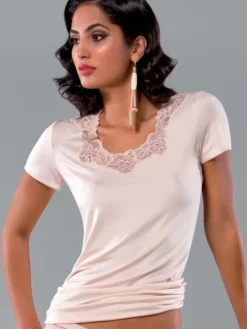 Pyjama Top RUSCELLA rosa aus Viskosemix von Cotton Club