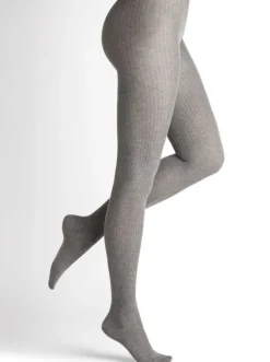 Ripp-Strumpfhose mit Kaschmir und Seide von Bleuforêt