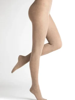 Ripp-Strumpfhose mit Kaschmir von Bleuforêt