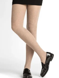 Ripp-Strumpfhose mit Kaschmir von Bleuforêt