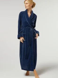 Samt Morgenmantel lang DANIELA von Vivis mit Seide
