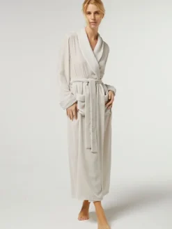 Samt Morgenmantel lang DANIELA von Vivis mit Seide