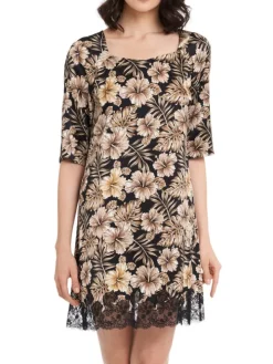 Seide Halbarm-Nachtkleid JOANNA mit Spitze von GATTINA