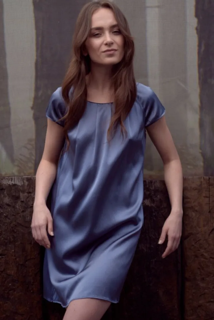 Seide Kurzarm Nachtkleid SEDUZIONE DI SETA uni von Gattina