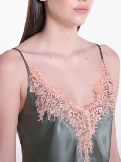 Seide Kurzpyjama OLIVE mit Spitze von Verdiani