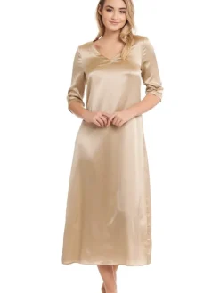 Seide Langarm Nachtkleid SEDUZIONE DI SETA Satin von Gattina